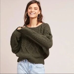 Cozy Cable Knit Sweater - Forest Green